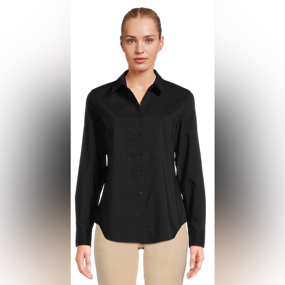 Time and Tru Women's Long Sleeve Button Down Shirt - Picture 2 of 4